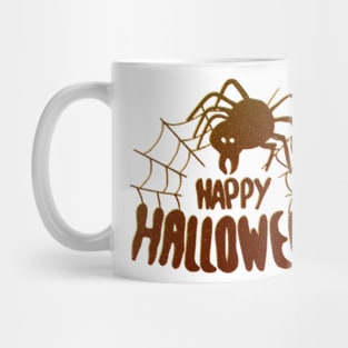 Happy Halloween Spider web metallic orange Mug